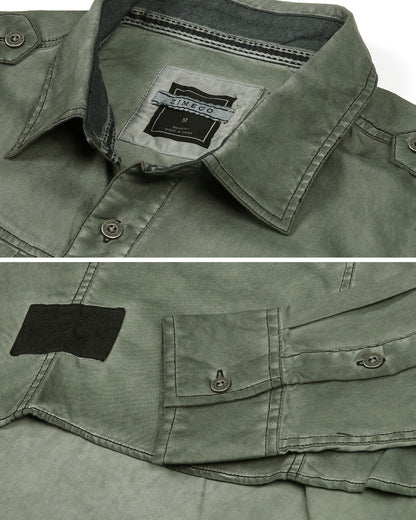 Vintage Wash Rugged Fashion Button Shirts-8