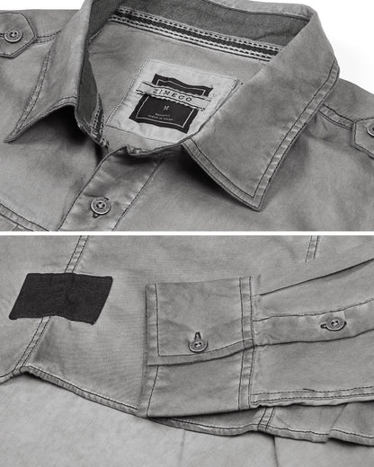 Vintage Wash Rugged Fashion Button Shirts-6